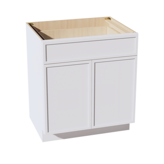 SF-B30: Frost White Slim Shaker 30" 1 Drawer 2 Door Standard Base Cabinet