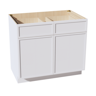 SF-B39: Frost White Slim Shaker 39" 2 Drawers 2 Doors Standard Base Cabinet