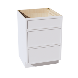 SF-DB24: Frost White Slim Shaker 24" 3 Drawers Base Cabinet