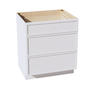 SF-DB30: Frost White Slim Shaker 30" 3 Drawers Base Cabinet