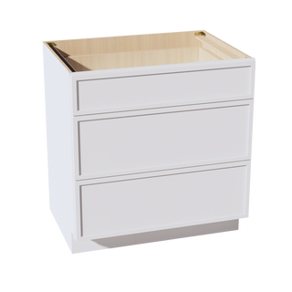 SF-DB33: Frost White Slim Shaker 33" 3 Drawers Base Cabinet