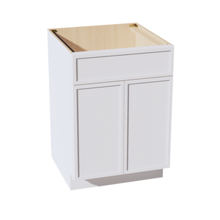 SF-SB24: Frost White Slim Shaker 24" 2 Doors 1 False Drawer Sink Base Cabinet