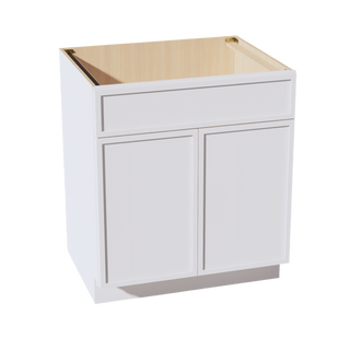 SF-SB30: Frost White Slim Shaker 30" 2 Doors 1 False Drawer Sink Base Cabinet