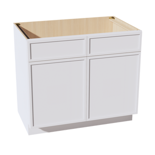 SF-SB39: Frost White Slim Shaker 39" 2 Doors 2 False Drawers Sink Base Cabinet