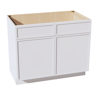 SF-SB42: Frost White Slim Shaker 42" 2 Doors 2 False Drawers Sink Base Cabinet