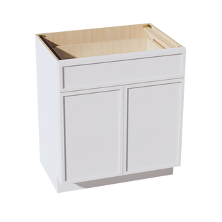 SF-VB3021: Frost White Slim Shaker 30"W x 34-1/2"H x 21"D 2 Doors & 1 Drawer Double Door Vanity Base Cabinets