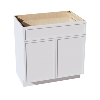 SF-VB3321: Frost White Slim Shaker 33"W x 34-1/2"H x 21"D 2 Doors & 1 Drawer Double Door Vanity Base Cabinets