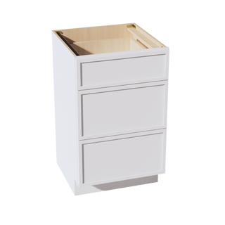 SF-VDB2121: Frost White Slim Shaker 21"W x 34-1/2"H x 21"D  3 Drawers Vanity Base Cabinets