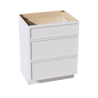 SF-VDB2721: Frost White Slim Shaker 27"W x 34-1/2"H x 21"D  3 Drawers Vanity Base Cabinets