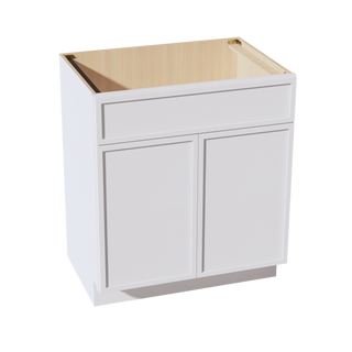 SF-VSB3021: Frost White Slim Shaker 30"W x 34-1/2"H x 21"D 2 Doors & 1 False Drawer Vanity Sink Base Cabinets