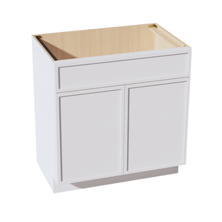 SF-VSB3321: Frost White Slim Shaker 33"W x 34-1/2"H x 21"D 2 Doors & 1 False Drawer Vanity Sink Base Cabinets