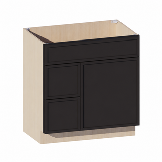 Slim Iron Black - 33"W Offset-Sink Vanity Combo Cabinet (Drawer on Left)