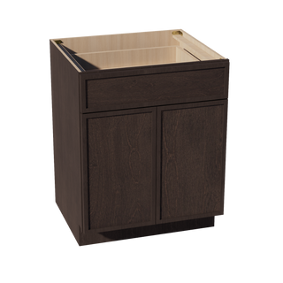 SM-B27: Mocha Brown Slim Shaker 27" 1 Drawer 2 Doors Standard Base Cabinet