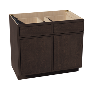 SM-B39: Mocha Brown Slim Shaker 39" 2 Drawers 2 Doors Standard Base Cabinet