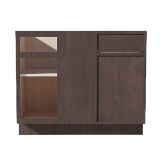 SM-BBC42/45: Mocha Brown Slim Shaker 42" 1 Door - 1 Drawer Blind Corner Base Cabinets