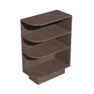 SM-BES12R: Mocha Brown Slim Shaker 12" 4 Shelves End Shelf Corner Base Cabinets (Right Open)