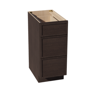 SM-DB15: Mocha Brown Slim Shaker 15" 3 Drawers Base Cabinet