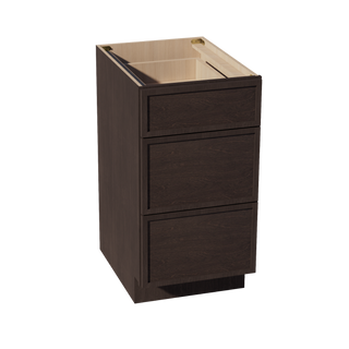 SM-DB18: Mocha Brown Slim Shaker 18" 3 Drawers Base Cabinet