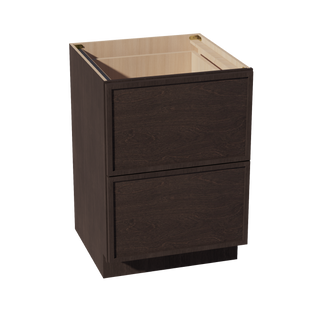 SM-DB24-2: Mocha Brown Slim Shaker 24" 2 Drawers Base Cabinet