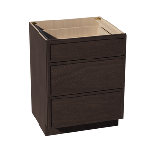 SM-DB27: Mocha Brown Slim Shaker 27" 3 Drawers Base Cabinet