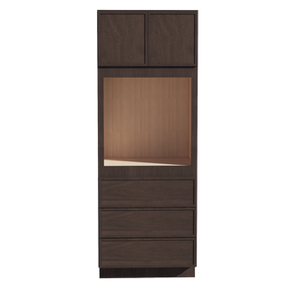 SM-OC3390: Mocha Brown Slim Shaker 33"W x 90"H x 24"D 2 Doors & 3 Drawers Tall Oven Shelf Cabinets