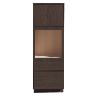 SM-OC3396: Mocha Brown Slim Shaker 33"W x 96"H x 24"D 2 Doors & 3 Drawers Tall Oven Shelf Cabinets