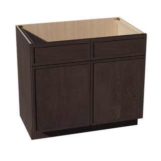 SM-SB39: Mocha Brown Slim Shaker 39" 2 Doors 2 False Drawers Sink Base Cabinet