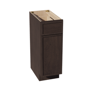 SM-VB1221: Mocha Brown Slim Shaker 12"W x 34-1/2"H x 21"D 1 Door & 1 Drawer Single Door Vanity Base Cabinets