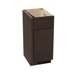 SM-VB1521: Mocha Brown Slim Shaker 15"W x 34-1/2"H x 21"D 1 Door & 1 Drawer Single Door Vanity Base Cabinets