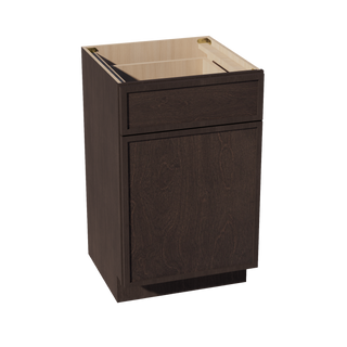 SM-VB2121: Mocha Brown Slim Shaker 21"W x 34-1/2"H x 21"D 1 Door & 1 Drawer Single Door Vanity Base Cabinets