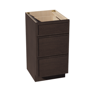 SM-VDB1821: Mocha Brown Slim Shaker 18"W x 34-1/2"H x 21"D  3 Drawers Vanity Base Cabinets