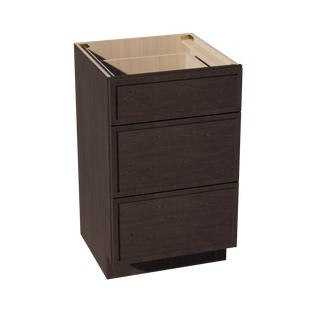 SM-VDB2121: Mocha Brown Slim Shaker 21"W x 34-1/2"H x 21"D  3 Drawers Vanity Base Cabinets