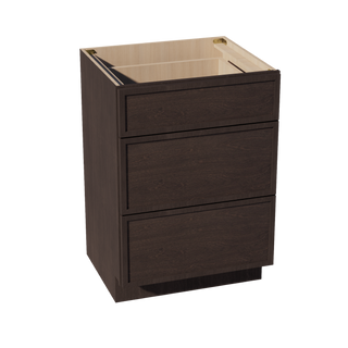 SM-VDB2421: Mocha Brown Slim Shaker 24"W x 34-1/2"H x 21"D  3 Drawers Vanity Base Cabinets