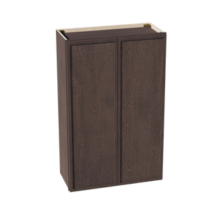 SM-W2742: Armario de pared estándar Shaker Slim de color marrón moca de 27" de ancho x 42" de alto, 2 puertas y 3 estantes 