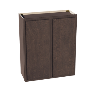 SM-W3036: Armario de pared estándar Slim Shaker de color marrón moca de 30" de ancho x 36" de alto, 2 puertas y 2 estantes 