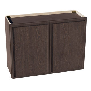 SM-W3324: Mocha Brown Slim Shaker 33"W x 24"H 2 Doors Standard Wall Bridge Cabinet