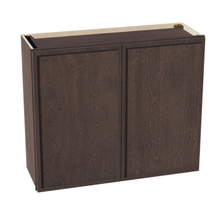 SM-W3630: Mocha Brown Slim Shaker 36"W x 30"H 2 Doors & 2 Shelves Standard Wall Cabinet