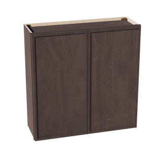 SM-W3636: Mocha Brown Slim Shaker 36"W x 36"H 2 Doors & 2 Shelves Standard Wall Cabinet