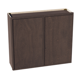 SM-W4236: Mocha Brown Slim Shaker 42"W x 36"H 2 Doors & 2 Shelves Standard Wall Cabinet