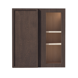 SM-WBC2730: Mocha Brown Slim Shaker 27"W x 30"H 1 Door & 2 Shelves Wall Blind Corner Cabinets