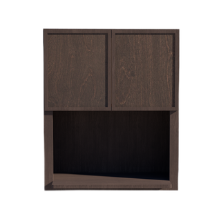 SM-WM3036: Mocha Brown Slim Shaker 30"W x 36"H 2 Doors Wall Built-in Microwave Cabinets