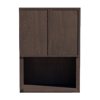 SM-WM3042: Mocha Brown Slim Shaker 30"W x 42"H 2 Door & 1 Shelf Wall Built-in Microwave Cabinets