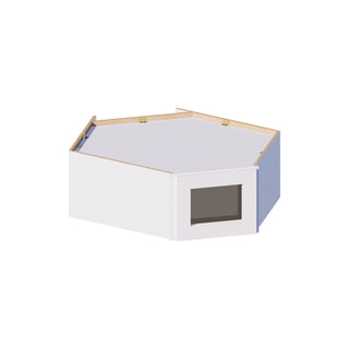 Classic White - 24"W × 12"H Glass-Door Diagonal Corner Wall Cabinet