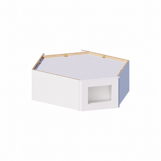 Classic White - 24"W × 12"H Glass-Door Diagonal Corner Wall Cabinet