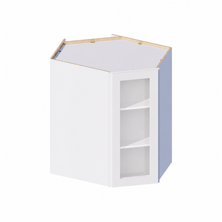 Classic White - 24"W × 36"H Glass-Door Diagonal Corner Wall Cabinet