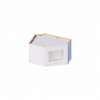 Classic White - 27"W × 12"H Glass-Door Diagonal Corner Wall Cabinet