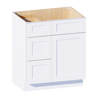 Classic White - 30"W Offset-Sink Vanity Combo Cabinet (Drawer on Left)