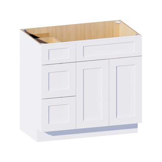 Classic White - 36"W Offset-Sink Vanity Combo Cabinet (Drawer on Left)