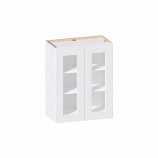Classic White - 24"W × 30"H Glass-Door Wall Cabinet
