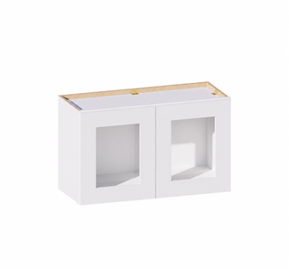 Classic White - 30"W × 18"H Glass-Door Wall Cabinet